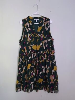 Nine West Green Sleeveless Abstract Print Dress